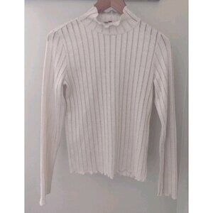 Pilcro Anthropologie Lettuce Hem Mock Neck Sweater